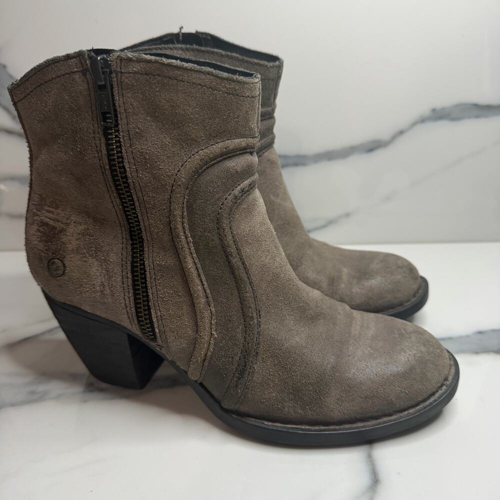 Born Women's Distressed Gray Leather Abby Boots Sz 8 Boho Festival Western Rodeo